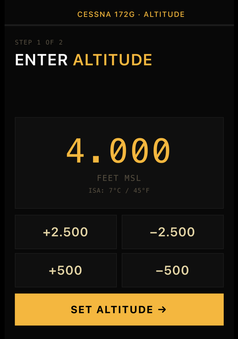 Altitude input step
